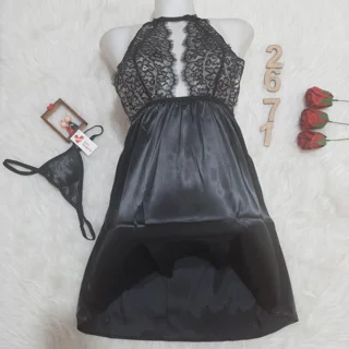 لباس خواب ساتن و دانتل ۲ تکه فری سایز ۳۸ تا ۴۲ کد۲۶۷۱