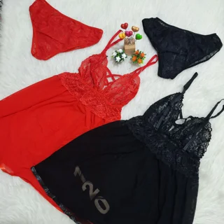 لباس خواب توری زنانه ۲ تکه با شورت فری سایز ۴۲ تا ۴۴ کد۱۲۰