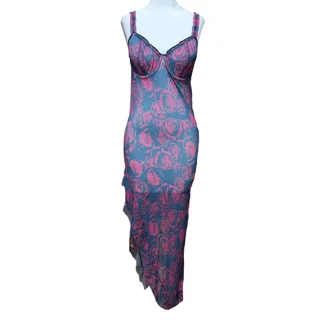 لباس خواب بلند توری طرح دار ۲ تکه باشورت کد۲۰۶۰