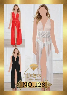 لباس خواب بلند زنانه جنس تور ۲ تکه با شورت فری سایز ۳۸ تا ۴۴ کد۱۲۸