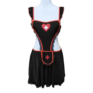 کاستوم پرستاری مشکی ۳تکه با کلاه فری سایز ۴۰ تا ۴۴ کد۱۱۲