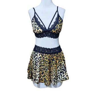 ست سوتین و دامن پلنگی زنانه فری سایز ۳۸ تا ۴۲ کد ۰۰۳