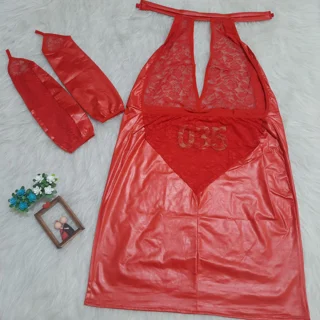 لباس خواب سایز بزرگ زنانه ۲ تکه با ساق دست رنگ قرمز فری سایز ۴۶ تا ۵۰